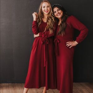 Merrick White Burgundy Winter Dress